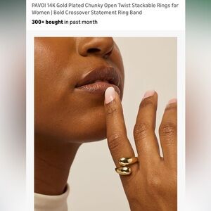 ✨ PAVOI 14K Gold Plated Chunky Open Twist Crossover Ring – Size 8 NWT ✨